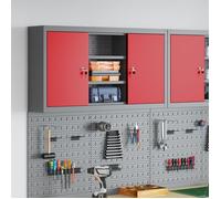 Armoire à outils murale avec tableau perforé Rouge 100x20x55 cm Acier