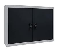 Armoire à outils murale style industriel en métal gris noir avec 2 étagères, plaque perforée, portes verrouillables, 80 x 19 x 60 cm, idéale pour l'atelier, le garage, le bricolage, l'ordre et le
