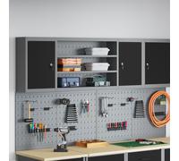 Armoire à outils murale vidaXL avec panneau perforé Noir 150x20x55 cm Acier