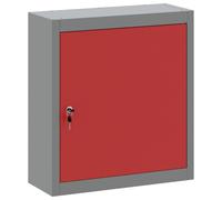 Armoire à outils rouge et gris en acier et bois d'ingénierie 50 x 20 x 55 cm avec étagère réglable, serrure à came sécurisée, meuble de rangement atelier garage bricolage