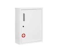 Armoire à pharmacie 2 étagères 3 niv. verrouillables dim. 40L x 15l x 53H cm 2 clés logo croix acier blanc