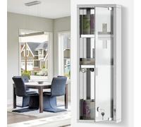kleankin Armoire à pharmacie 2 étagères 3 niveaux – porte verre trempé, croix – inox 20x12x58 cm