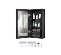 Armoire à Pharmacie 35,5x61cm Avec Miroir Cadre En Aluminium Et Etagères Réglables