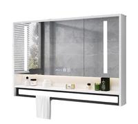 Armoire à Pharmacie avec lumières et Miroir pour Salle de Bain, avec lumière LED et Miroir antibuée, Armoire de Rangement Murale de Salle de Bain avec Affichage de l'heure, variateur de Lumi