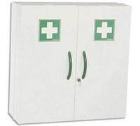 Armoire à pharmacie blanche 2 portes fermeture magnétique et serrure à clé L52 x H54 x P20 cm G