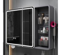 Armoire à pharmacie de salle de bain à éclairage LED avec miroir - Étagère de rangement murale/encastrée anti-buée - Économie d'espace pour salle de bain moderne