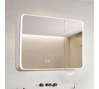 Armoire à pharmacie de salle de bain à LED avec interrupteur tactile, miroir mural en aluminium avec désembuage et lumières, armoire de rangement pour salles de bains modernes