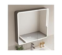 Armoire à pharmacie de salle de bain avec miroir et éclairage LED, 3 couleurs, intensité variable, rangement caché, finition grise, 80 cm - Vanity nizer moderne pour décoration d'intérieur
