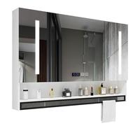 Armoire à pharmacie de salle de bain blanche de 100 cm avec 3 étagères éclairées par LED et miroir anti-buée et 2 portes Solution de rangement pour espaces nized