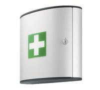Durable 197023 First Aid Box Armoire à Pharmacie en Aluminium - Fermeture par Serrure à Clé - 2 compartiments - Modèle M - Vendue Vide