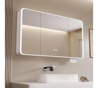 Armoire à pharmacie éclairée avec désembueur et miroir intelligent - Armoire à pharmacie intelligente avec lumières, armoire de rangement de beauté pour salle de bain