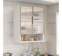 Armoire à pharmacie en alliage d'aluminium avec porte en verre - Organiseur de rangement multifonction pour cuisine et salle de bain, 2 à 3 couches de rangement au-dessus des toilettes