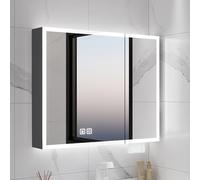 Armoire à pharmacie en aluminium à éclairage LED avec miroir intelligent anti-buée, rangement mural de salle de bain avec étagère de beauté, miroir de courtoisie moderne avec lumières