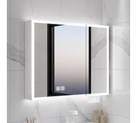 Armoire à pharmacie en aluminium à éclairage LED avec miroir intelligent anti-buée - Rangement mural de salle de bain avec étagère de beauté - Miroir de courtoisie moderne avec lumières pour une