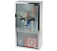 Armoire à Pharmacie en métal à 3 Compartiments - 48 x 25 cm - Armoire à Pharmacie en Acier Inoxydable avec Porte vitrée - Armoire à Pharmacie verrouillable avec 2 clés