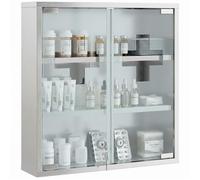 Armoire à pharmacie - HOMCOM - murale - portes en verre verrouillables 2 clés - acier inoxydable - 46 x 12 x 48 cm - argenté