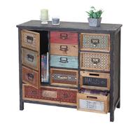 Placard De Pharmacien Hwc-A43, Commode, Bois Massif De Sapin, Vintage, Style Shabby 90x84x32cm Multicolore