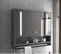 Armoire à pharmacie intelligente murale avec miroir LED et désembueur, miroir de maquillage à intensité variable, miroir de salle de bain avec rangement, affichage de l'heure pour un confort ultime.