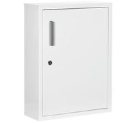 kleankin Armoire à pharmacie murale 3 niveaux 2 étagères serrure 2 clés acier blanc 40×15×53,5 cm