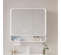 Armoire à pharmacie LED avec miroir et contrôle tactile anti-buée, rangement élégant de salle de bain, finition blanche pour un espace nizé, design moderne pour les essentiels de la maison