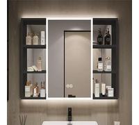 Armoire à pharmacie LED de 39 po avec miroir - Rangement de salle de bain éclairé, montage mural, désembueur, Smart Touch, miroir de courtoisie - 100 cm (couleur : B) pour les espaces modernes