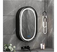 Armoire à pharmacie LED de salle de bain avec miroir, fixation murale, capteur tactile, charnières ovales, 50 x 80 cm, élégante et fonctionnelle