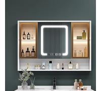 Armoire à pharmacie LED de salle de bain avec miroir rectangulaire, anti-buée, montage mural ou encastré avec étagères et éclairage pour un confort ultime
