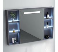 Armoire à pharmacie LED intelligente avec miroir - Armoire à pharmacie murale étanche avec rangement en alliage d'aluminium, capteur du corps humain, design élégant pour salle de bain