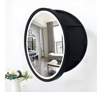 Armoire à pharmacie LED pour salle de bain avec miroir rond et interrupteur tactile intelligent, 70 cm, noir illuminé pour décoration de salle de bain élégante