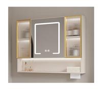 Armoire à pharmacie LED sans buée avec miroir mural de rangement 100 x 70 cm Design moderne peu encombrant pour une décoration d'intérieur élégante.