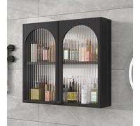 Armoire à pharmacie murale à double porte pour économiser de l'espace pour salle de bain, dortoir, cuisine et buanderie, solution de rangement élégante noire au-dessus des toilettes