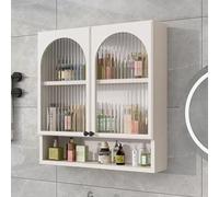Armoire à pharmacie murale avec double portes et rangement ouvert, gain de place au-dessus des toilettes, parfaite pour salle de bain, cuisine, buanderie, dortoirs (blanc, 50 x 15 x 80 cm)
