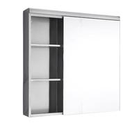 Armoire à pharmacie murale avec miroir, pas de montage nécessaire, rangement multicouche pour salle de bain, chambre et couloir, design peu encombrant (B, 80 x 13 x 70 cm)