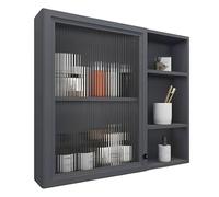 Armoire à pharmacie murale avec poignée arrondie, pas de montage nécessaire, idéale pour salle de bain, salon et bureau au-dessus des toilettes, solution de rangement flottante
