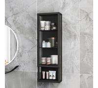 Armoire à pharmacie murale de salle de bain avec porte en verre et cadre en fer, armoire de maquillage et garde-manger pour salle de bain essentielle et fournitures de beauté