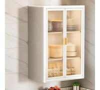 Armoire à Pharmacie Murale en Acier au Carbone avec Portes Translucides Cannelées, Meuble de Rangement Salle de Bain Suspendu avec Étagères Réglables(White,60*26*70cm/23.6*10.2*27.6in)