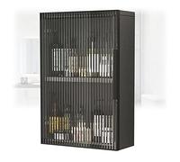 Armoire à pharmacie murale en bois avec portes en verre - Pas de perçage nécessaire, idéale pour salle de bain, cuisine, buanderie ou chambre à coucher