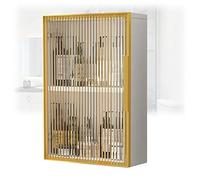 Armoire à pharmacie murale en bois avec portes en verre - Pas de perçage nécessaire, idéale pour salle de bain, cuisine, buanderie ou chambre à coucher