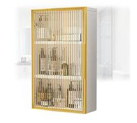 Armoire à pharmacie murale en bois avec portes en verre - Pas de perçage nécessaire, idéale pour salle de bain, cuisine, buanderie ou chambre à coucher