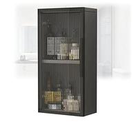 Armoire à pharmacie murale en bois avec portes en verre - Pas de perçage nécessaire, idéale pour salle de bain, cuisine, buanderie ou chambre à coucher