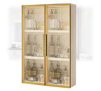 Armoire à pharmacie murale en bois avec portes en verre - Pas de perçage nécessaire, idéale pour salle de bain, cuisine, buanderie ou chambre à coucher