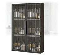Armoire à pharmacie murale en bois avec portes en verre - Pas de perçage nécessaire, idéale pour salle de bain, cuisine, buanderie ou chambre à coucher