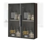 Armoire à pharmacie murale en bois avec portes en verre - Pas de perçage nécessaire, idéale pour salle de bain, cuisine, buanderie ou chambre à coucher