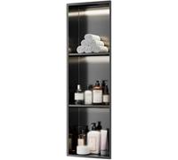 Armoire à pharmacie murale encastrée à LED en acier inoxydable pour salle de bain et cuisine, design peu encombrant pour une vie organisée, durable et moderne