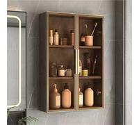 Armoire à pharmacie murale - Étagère de rangement grise avec porte en verre pour cuisine et salle de bain - Étagère multi-usage au-dessus des toilettes pour salon (50 x 14 x 75 cm)