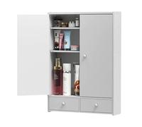 Armoire à pharmacie murale - Pas de miroir, au-dessus des toilettes, installation facile, solution de rangement peu encombrante pour les petites salles de bains, pas de perçage nécessaire, idéale pour