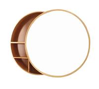 Armoire à Pharmacie Murale Ronde en Bois avec Miroir de Maquillage, étagères de Rangement coulissantes pour Salle de Bain