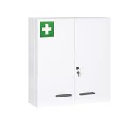 kleankin Armoire à pharmacie 55x18x60 cm - 2 portes, verrouillable avec 2 clés, 6 étagères, blanc