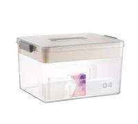Armoire à pharmacie portable de grande capacité | Boîte à pharmacie double couche - Boîte à pharmacie portable pour la maison et l'école, Blanc transparent, se beskrivning, Fermeture Éclair
