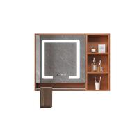 Armoire à Pharmacie pour Salle de Bain avec Miroir et éclairage LED, Armoire de Garage Murale, Armoire de Rangement rectangulaire Extra Large, pour Salle de Bain et Salon, chêne Naturel (78